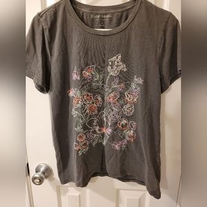 Lucky Brand Embroidered Floral Tee